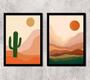 Imagem de Kit 2 Quadros Deserto Boho 24X18Cm - Com Vidro Preta