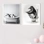 Imagem de Kit 2 Quadros Divertidos Para Banheiro - Pinguins 24x18cm