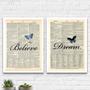 Imagem de Kit 2 Quadros Dream Believe Borboleta 24x18cm