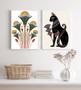 Imagem de Kit 2 Quadros Egípcios Gato Bastet E Flor Lotus 33X24Cm