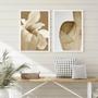 Imagem de Kit 2 Quadros Elegantes Para Sala Quarto Bege E Marrom 24x18cm - com vidro