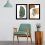 Imagem de Kit 2 Quadros Estilo Boho Folhas Verdes 24X18Cm - Com Vidro