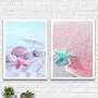 Imagem de Kit 2 Quadros Estrela Do Mar Rosa E Azul 24X18Cm - Com Vidro