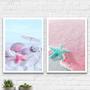 Imagem de Kit 2 Quadros Estrela Do Mar Rosa E Azul 24x18cm - com vidro