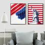Imagem de Kit 2 Quadros EUA - Bandeira e Estátua Liberdade 24x18cm - com vidro
