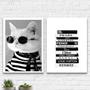 Imagem de Kit 2 Quadros Fashion Gatinho Livros Moda 33X24Cm - Vidro