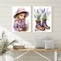 Imagem de Kit 2 Quadros Flores De Lavanda - Menininha 45x34cm - com vidro