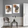 Imagem de Kit 2 Quadros Folhas Abstratas - Marrom Preto Cinza 33x24cm - com vidro