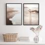 Imagem de Kit 2 Quadros Fotografias Areia Praia Mar- Bege E Marrom 33x24cm - com vidro