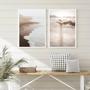 Imagem de Kit 2 Quadros Fotografias Areia Praia Mar- Bege E Marrom 33x24cm - com vidro
