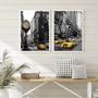 Imagem de Kit 2 Quadros Fotografias N.Y Preto E Branco Taxi Amarelo 45x34cm