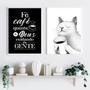 Imagem de Kit 2 Quadros Gatinho Café Amor E Fé 45X34Cm - Com Vidro