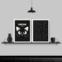 Imagem de Kit 2 Quadros Gatinho Meow Preto E Branco 45x34cm