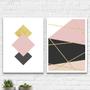 Imagem de Kit 2 Quadros Geométricos Rosa E Dourado 33x24cm