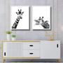Imagem de Kit 2 Quadros Girafas Preto e Branco 33x24cm - com vidro