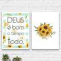 Imagem de Kit 2 Quadros Girassóis Deus É Bom 45x34cm