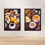 Imagem de Kit 2 Quadros Gravuras Café Da Manhã 24x18cm - com vidro