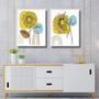 Imagem de Kit 2 Quadros Gravuras Girassóis Boho 33x24cm - com vidro