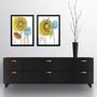 Imagem de Kit 2 Quadros Gravuras Girassóis Boho 33x24cm - com vidro