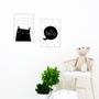 Imagem de Kit 2 Quadros Infantis Gatinho Escandinavo 33x24cm - com vidro