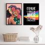 Imagem de Kit 2 Quadros LGBT Lésbicas Amor 33x24cm - Vidro e Moldura Branca