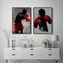 Imagem de kit 2 Quadros Lutadores De Boxe 33x24cm - com vidro
