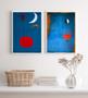 Imagem de Kit 2 Quadros Miró Azul e Vermelho 45x34cm - com vidro