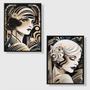 Imagem de Kit 2 Quadros Mulheres Art Deco 24x18cm - com vidro
