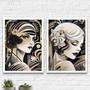 Imagem de Kit 2 Quadros Mulheres Art Deco 24x18cm - Vidro