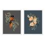 Imagem de Kit 2 Quadros Passarinhos Clássicos 45x34cm - com vidro