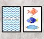 Imagem de Kit 2 Quadros Peixes Continue A Nadar 24x18cm - com vidro