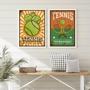 Imagem de Kit 2 Quadros Posters Tennis Retrô 24X18Cm - Com Vidro