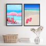 Imagem de Kit 2 Quadros Praia ul/Rosa 33x24cm - Vidro/Moldura Preta