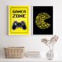 Imagem de Kit 2 Quadros Quarto Gamer Preto EAmarelo 33x24cm