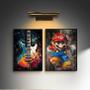 Imagem de Kit 2 Quadros Quarto Menino Rock E Gamer 33X24Cm - Com Vidro