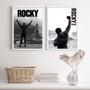 Imagem de Kit 2 Quadros Rocky Balboa P&B 24x18cm - Moldura de Madeira