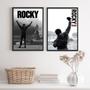 Imagem de Kit 2 Quadros Rocky Balboa P&B 24x18cm - Vidro e Madeira