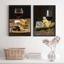 Imagem de Kit 2 Quadros Rústicos Queijos e Vinhos 33x24cm - Pretos