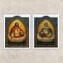 Imagem de Kit 2 Quadros Sacros Coração De Jesus E Maria 24x18cm Branca