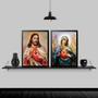 Imagem de Kit 2 Quadros Sagrado Coração De Jesus E Maria Colorido 24x18cm