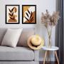 Imagem de Kit 2 Quadros Sala Gravuras Folhas Boho 45x34cm - com vidro