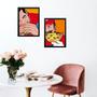 Imagem de Kit 2 Quadros Super Herois Comendo Lanches 24x18cm - com vidro