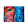 Imagem de Kit 2 Quadros Tela Canvas Grafite Porta Vermelho Azul Quarto