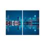 Imagem de Kit 2 Quadros Tela Canvas Lago Prédios Luzes Reflexo Cidade