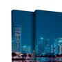 Imagem de Kit 2 Quadros Tela Canvas Lago Prédios Luzes Reflexo Cidade