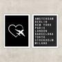 Imagem de Kit 2 Quadros Travel Placa De Aeroporto 45x34cm - com vidro