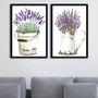 Kit 2 Quadros Vasos Com Lavanda 33x24cm - com vidro - Quadros On-line Imagem de Kit 2 Quadros Vasos Com Lavanda 33x24cm - com vidro