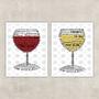 Imagem de Kit 2 Quadros Vinho Branco E Vinho Tinto 33x24cm - com vidro