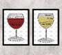 Imagem de Kit 2 Quadros Vinho Branco E Vinho Tinto 33x24cm - com vidro