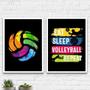 Imagem de Kit 2 Quadros Volleyball Colorido 45x34cm